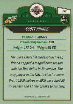 2006 Select Accolade #143 Scott Prince Back